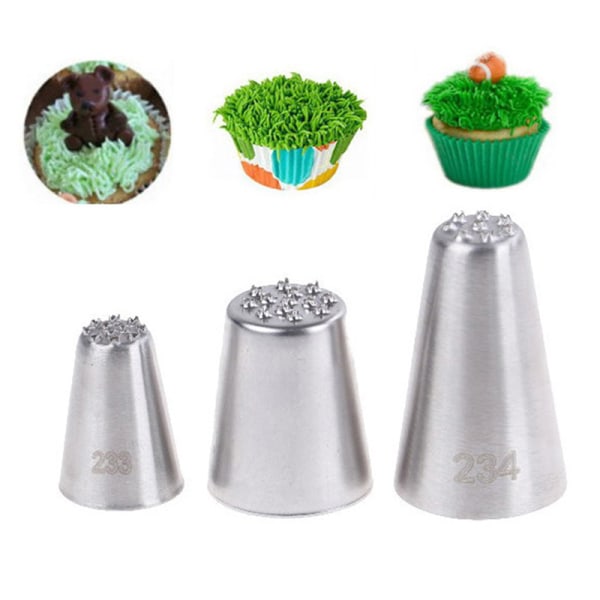 6 stk Gressbaking Dekorere Cupcake Cake Glasur Rørdyser Silver 2 sets