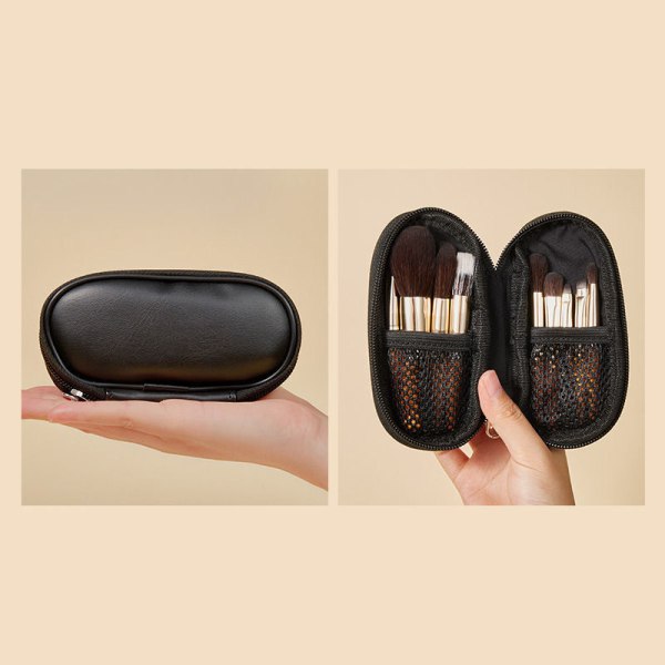 9st Portableb Makeup Brush Set Mini Size Resor Skönhet Makeup PU bag onesize