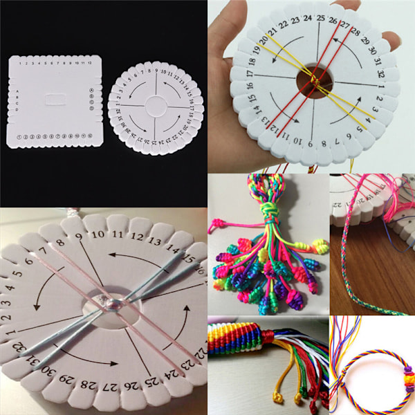 Pyöreä neliönmuotoinen käsintehty helminauhalevyn punontalevy DIY Brai White Round