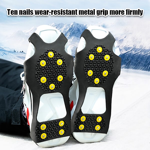 10-studs snöiskloklättring Anti-slip Spikes Grips Crampon C black M