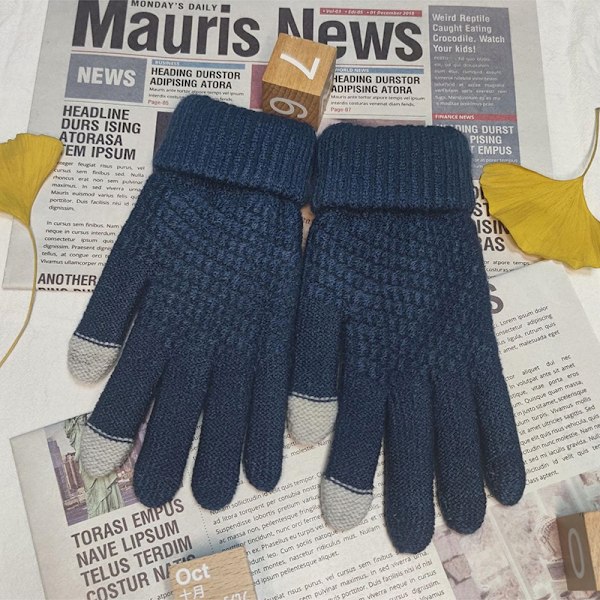 Vinter Touch Hansker Kvinner Varme Stretch Strikk Votter Imitasjon W Light blue