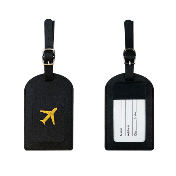 Enkel passholder og bagasjemerke Lær reisesett Kupp Black C2