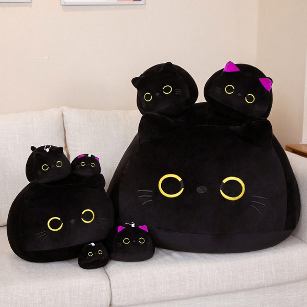 Svart katt om kudde plysch dockleksaker e presenter för pojkar Flickor F Black 2#