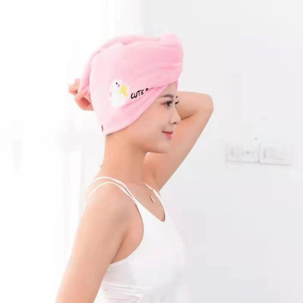 Kvinder bløde mikrofiberhåndklæder Badehætte Håndklæde Tørt hår Cap Quic Pink one size