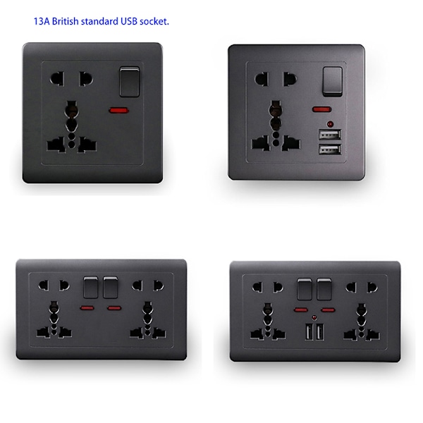 EU-standard USB-uttag Grå Inbyggd Panel Väggströmuttag D