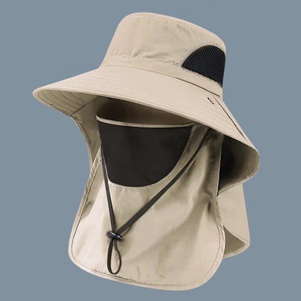 Sommar Solhatt UV-Skydd Utomhus Jakt Fiskehatt För Män Khaki