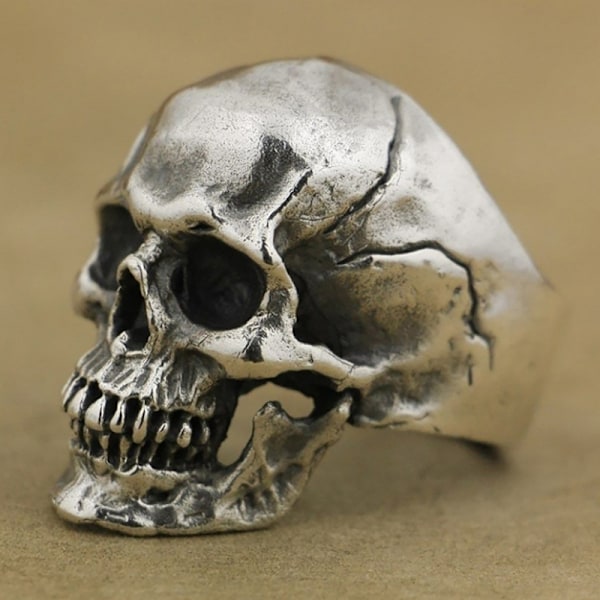 Klassisk Punk Hip Hop Skelet Mænd Ring Vintage Skull Røde Øjne F A1