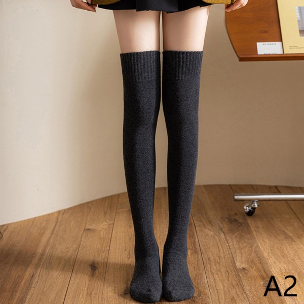 Muoti Thicken Thigh High Socks Women Solid pitkät sukat War Gray onesize