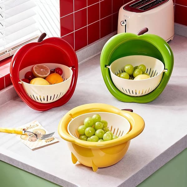 Fruktformet avløpskurv Red