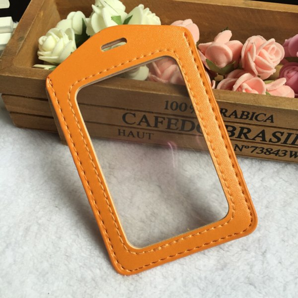 ID-brickahållare Case Klar med färgkant och snörband Orange 1pcs