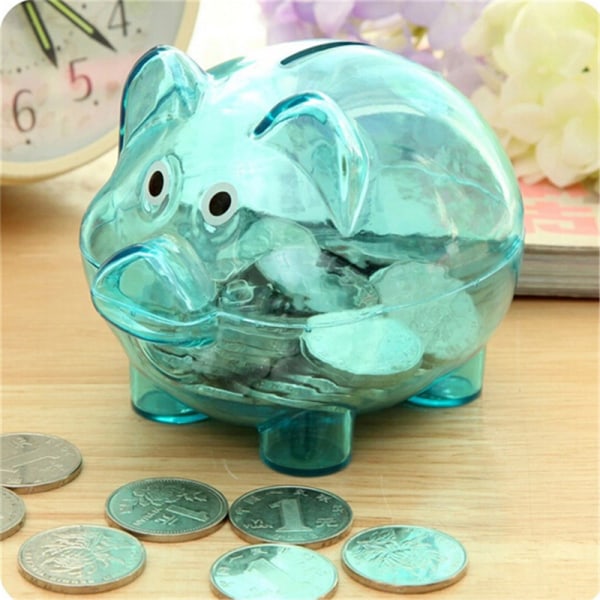 Baby Plast Spargris Mynt Pengar Kontanter Collectible Spara Box Blue 0