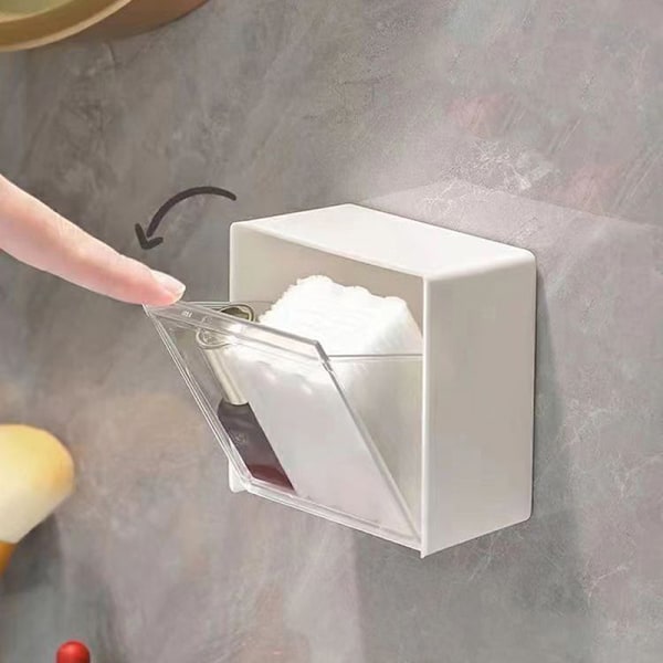 Väggmonterad förvaringslåda Clamshell Design Plast Bomullspinne S White