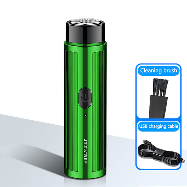 Mini USB elektrisk barbermaskine Barbermaskine Bærbar Rotary ter Head Beard S Dark green One Size