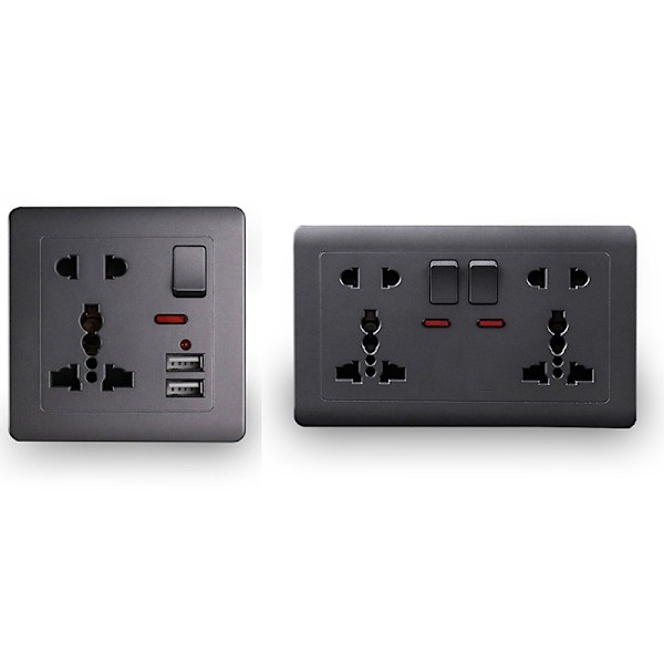 EU-standard USB-uttag Grå Inbyggd Panel Väggströmuttag C