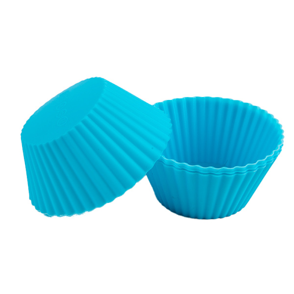 4 kpl Silikoni kakkukuppivuori leivinmuki mold Muffinssi pyöreä kakku Light blue onesize