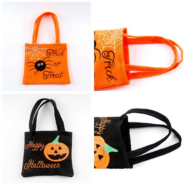 Halloween-käsilaukku Ei-kudottu Ostoskassi Taittuva Keksipussi P Black