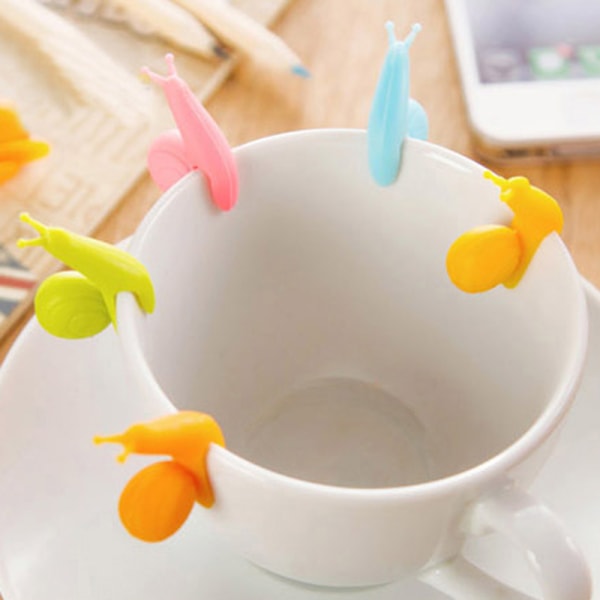 5 stk Udsøgt snegleformet silikone teposeholder Kopkrus Cand Multicolor 5Pcs