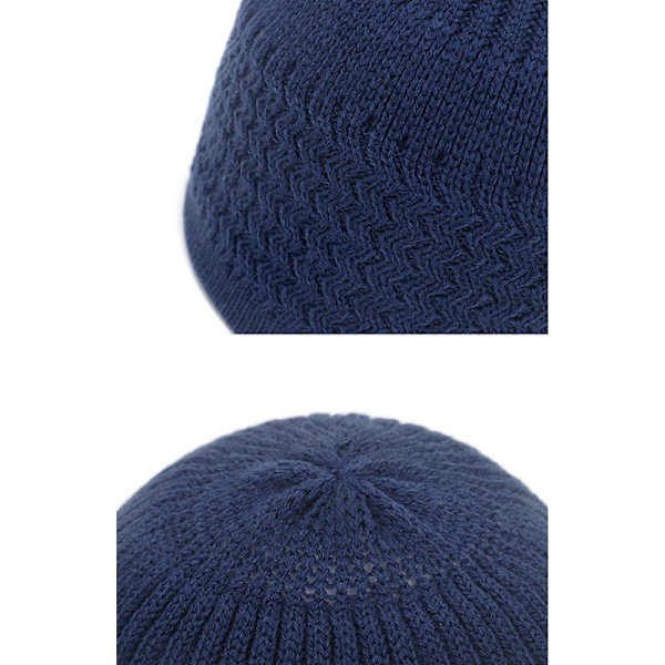 Avslappet strikket muslimsk menns bønnhatt Vinter varm beanie lue I Navy blue