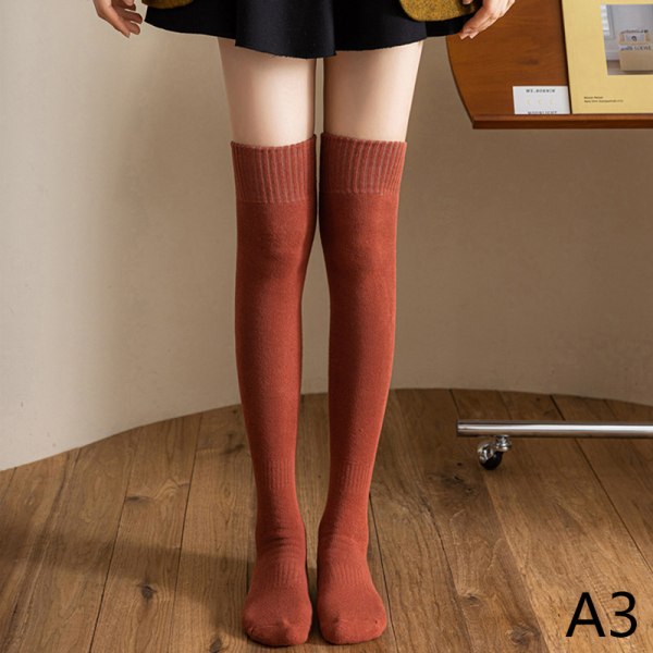Muoti Thicken Thigh High Socks Women Solid pitkät sukat War Red onesize
