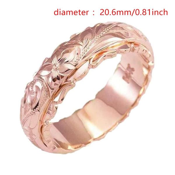 Rose Gullfarget Suspendert Utskåret Roseblomstring For Kvinner Gol Rose Gold size7