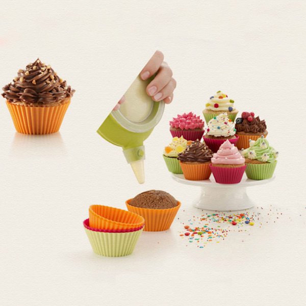 4stk Silikonkakebeger Bakekoppform Muffins Rund kakec Pink onesize