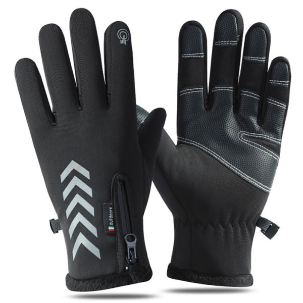 Vinterhandskar touch värme ridning kall handskar dragkedja sport gl Black 1