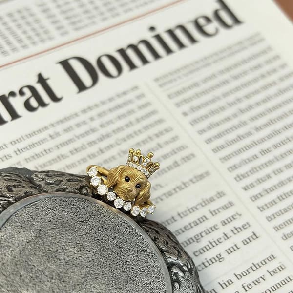 e Crown Bow Emalje Dyre Ring 3D Hvalp Killing Ring Til Kvinder J A1