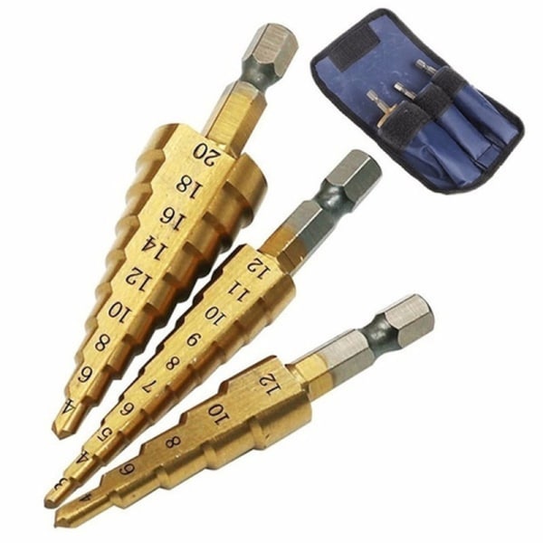 3/5 stk HSS Cobalt Multiple Hul 50 Størrelser Step Drill Bit Set Too Yellow 3PCS