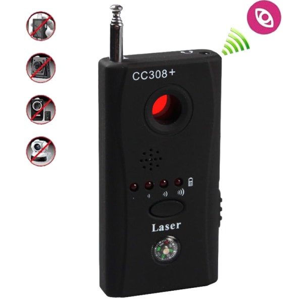 Kamera Piilotettu Finder Anti Spy Bug Detector CC308 Mini Wireless Black onesize