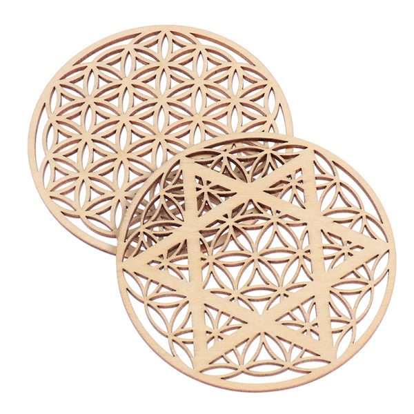 10 STK Creative Chakra Pattern Coaster Wood Flower of life Natur A 10pcs