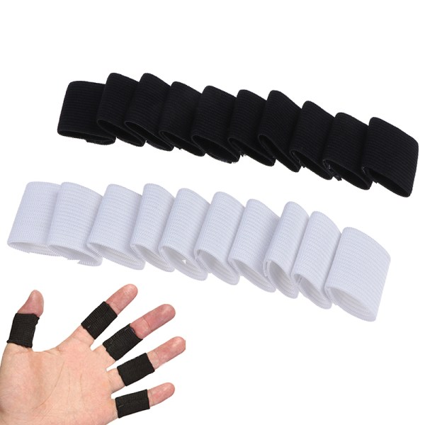 10 STK Finger Sleeve Sports Basketball Support Wrap Elastisk Prot White Onesize