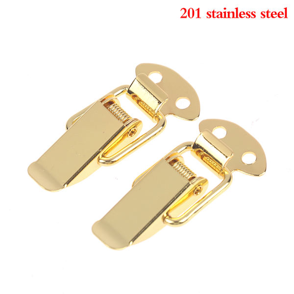 2ST Bagage platt munspänne verktygslåda fjäderlås rostfritt st Gold one size