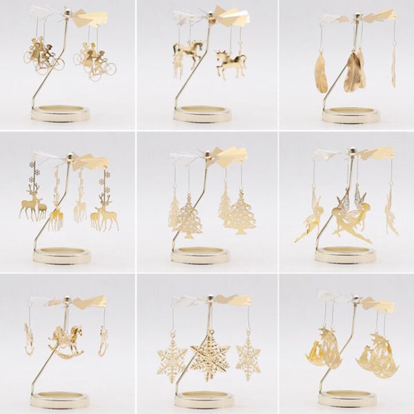 Kynttilänjalka Pyörivä Tea Light Teline Joulupöydän koristelu Gold C1