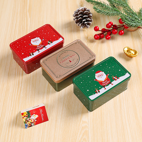 Christmas Square CAN Candy Box Lahja Säilytys Biscui Green onesize