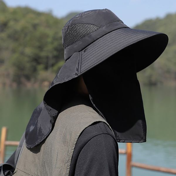 Sommar Solhatt UV-Skydd Utomhus Jakt Fiskehatt För Män Light gray