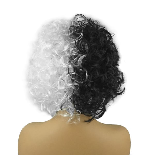 Elokuva Cruella Black and White Short Curly Wig Heat Resistant Sy A1