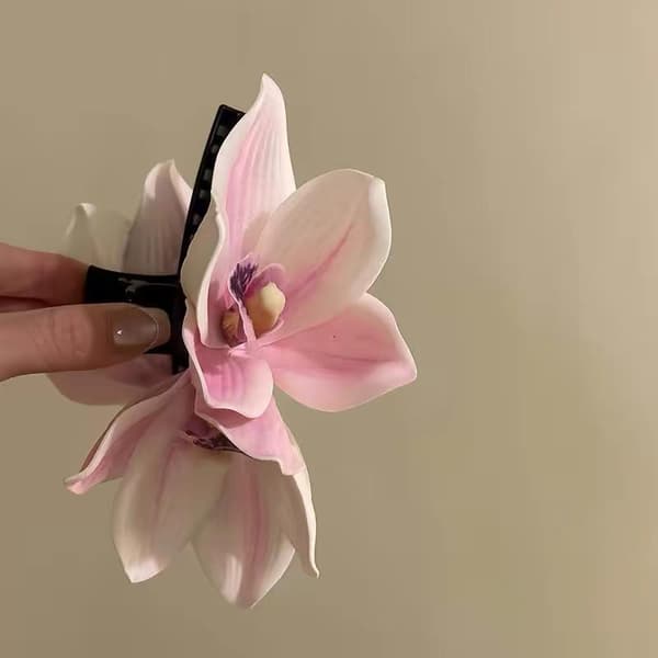 Orkidé Blomst Hårklemme Kvinder Bryllup Hårklemme Krabbe Piger Pony White