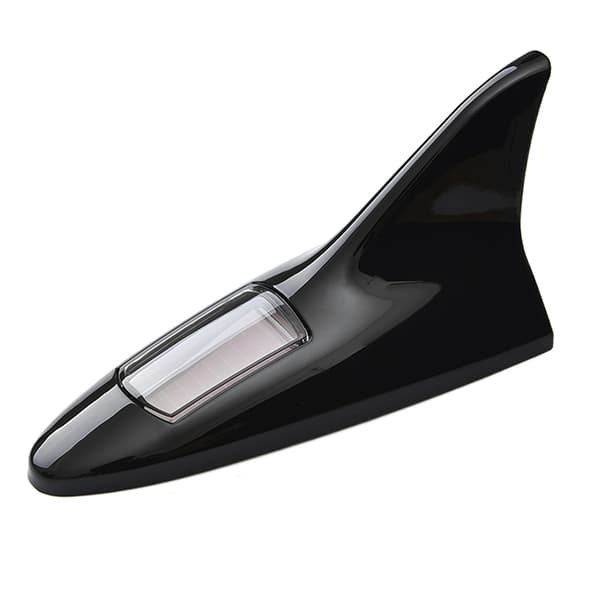 Universal LED Light Car Shark Fin Antenn med solenergi Aut Black Onesize