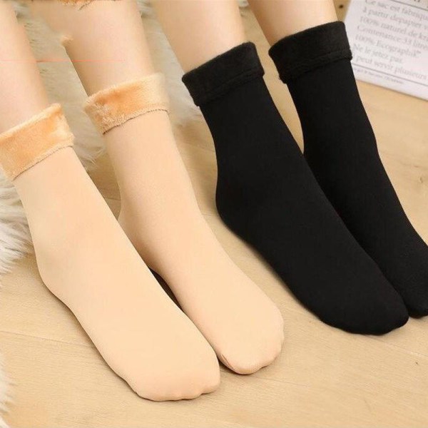 Nye Velvet Kvinder Vinter Warm Thicken Thermal Socks Soft Casual Beige one size