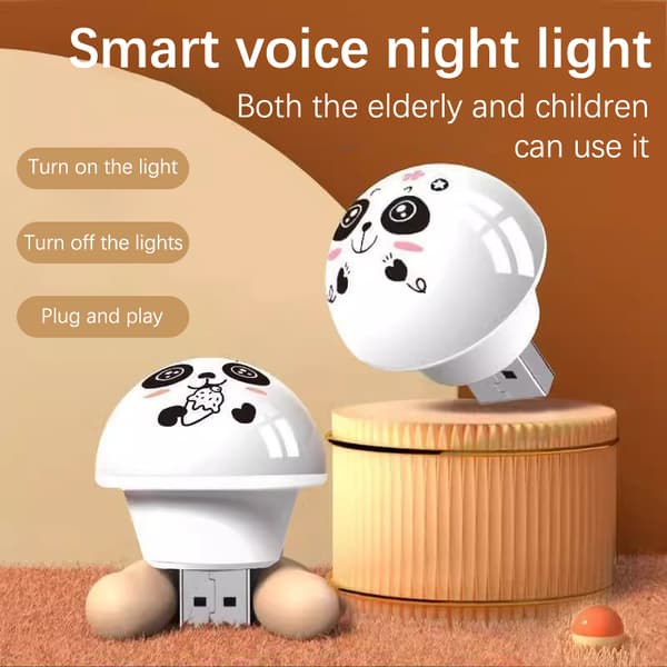 USB Panda Kunstig Smart Stemmestyret Natlampe LED Ind 1pc