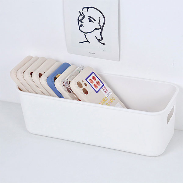 Enkel skrivebords mobiltelefon etui opbevaringsboks kosmetik diverse White