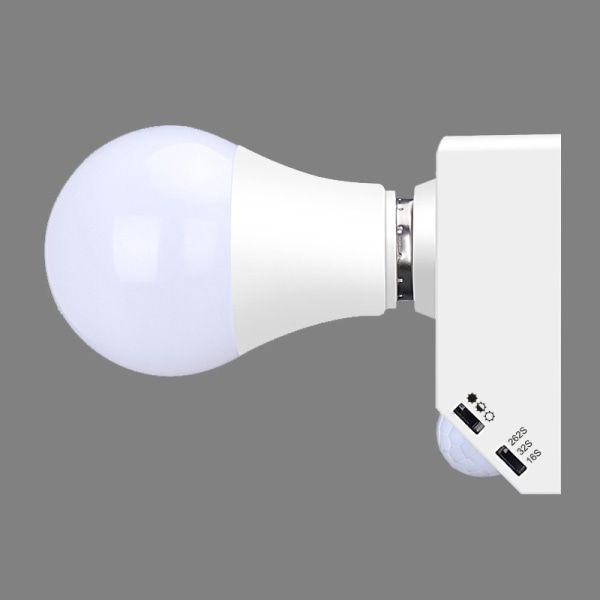 AC85-265V Automatisk infrarød IR-sensorlampeholder for menneskekroppen L White onesize