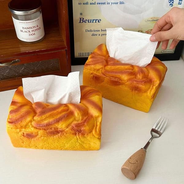 Kreativ Morsom Brød Tissue Boks Kunstig Elastisk Smør Toast 1PC