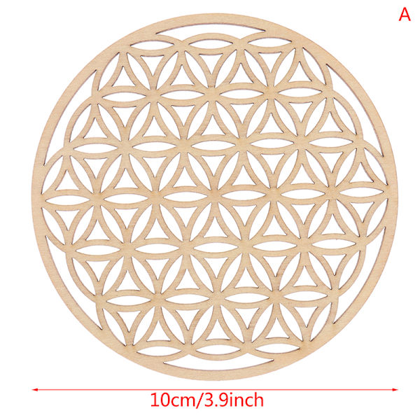 10 STK Creative Chakra Pattern Coaster Wood Flower of life Natur A 10pcs