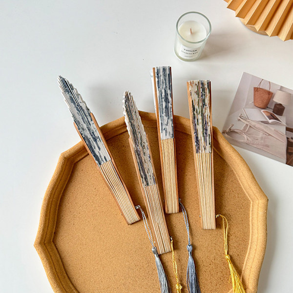 Stilfull Silkevifte Folding Fan Bryllupsvifte Kunstgaver Dans Hånd F Gray A