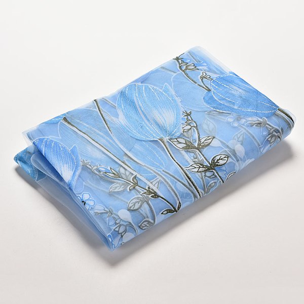 Valancer Tulip Floral Tulle Voile Dør Vindue Gardin Drape Pan Blue One Size
