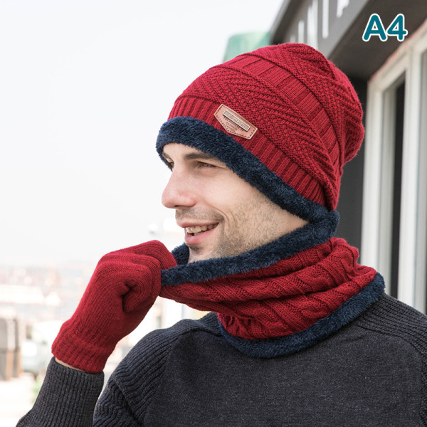 Talvihatut miehille Skullies Cap Hattu Talvihattu Miesten Naiset Wo Wine red One Size