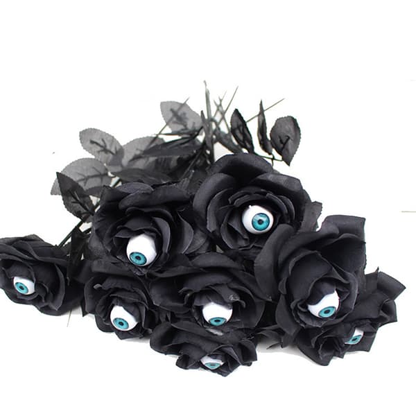 Blomster Rose Kunstig Blomst Med Øjenæble Halloween Spøgelse Sort Black