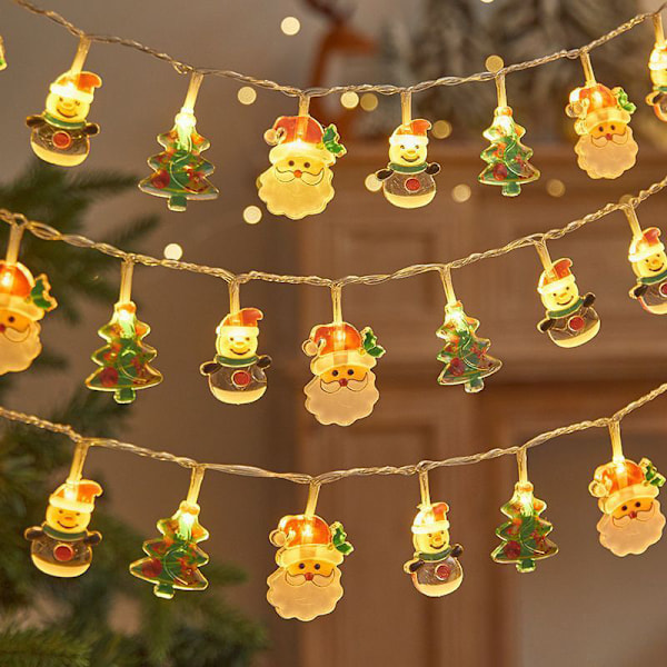 1,5m 10 LED Julelysstreng Snømann Julenissen Juletre A2