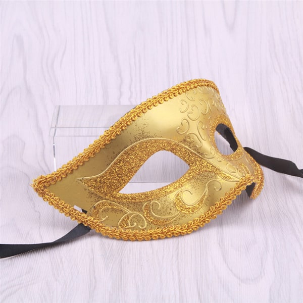 Maskerade masker for par venetiansk kvinne blonder menn PP Cosplay Gold ONESIZE